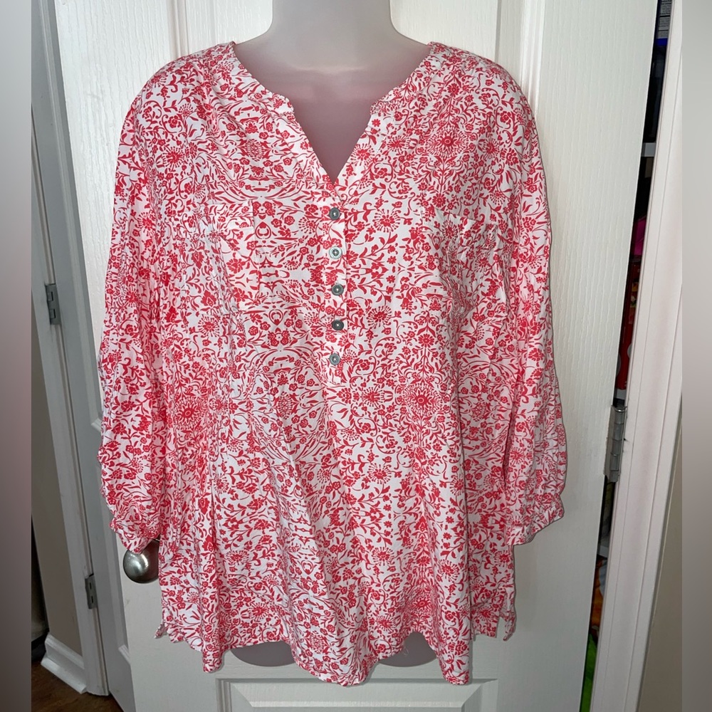 CJ Banks Womens Floral Blouse
